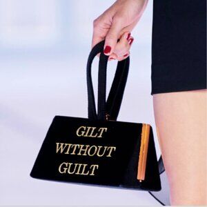 SOLD! FW22 MOSCHINO Couture Jeremy Scott Black Velvet Handbag Gilt Without Guilt